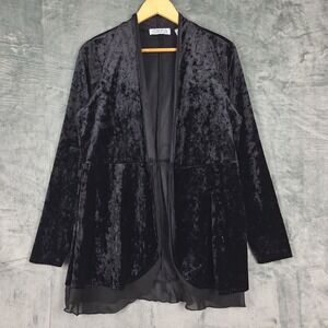 Womens Cardigan Medium Black Crushed Velvet Goth Velour Whimsigoth Open Jacket
